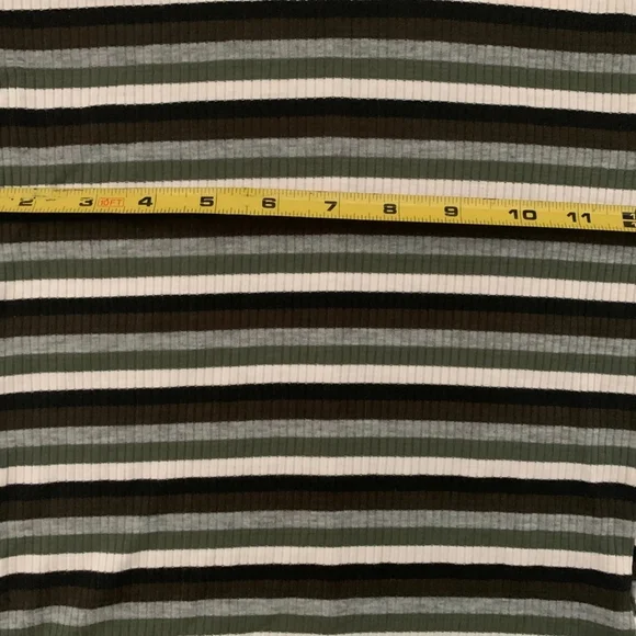 NWT Free People Good on You Army Green Stripe Round Hem Ribbed Tee Top - Picture 10 of 16